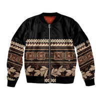 Black Samoa Siapo Teuila Flowers Sleeve Zip Bomber Jacket LT14 Unisex Black - Polynesian Pride