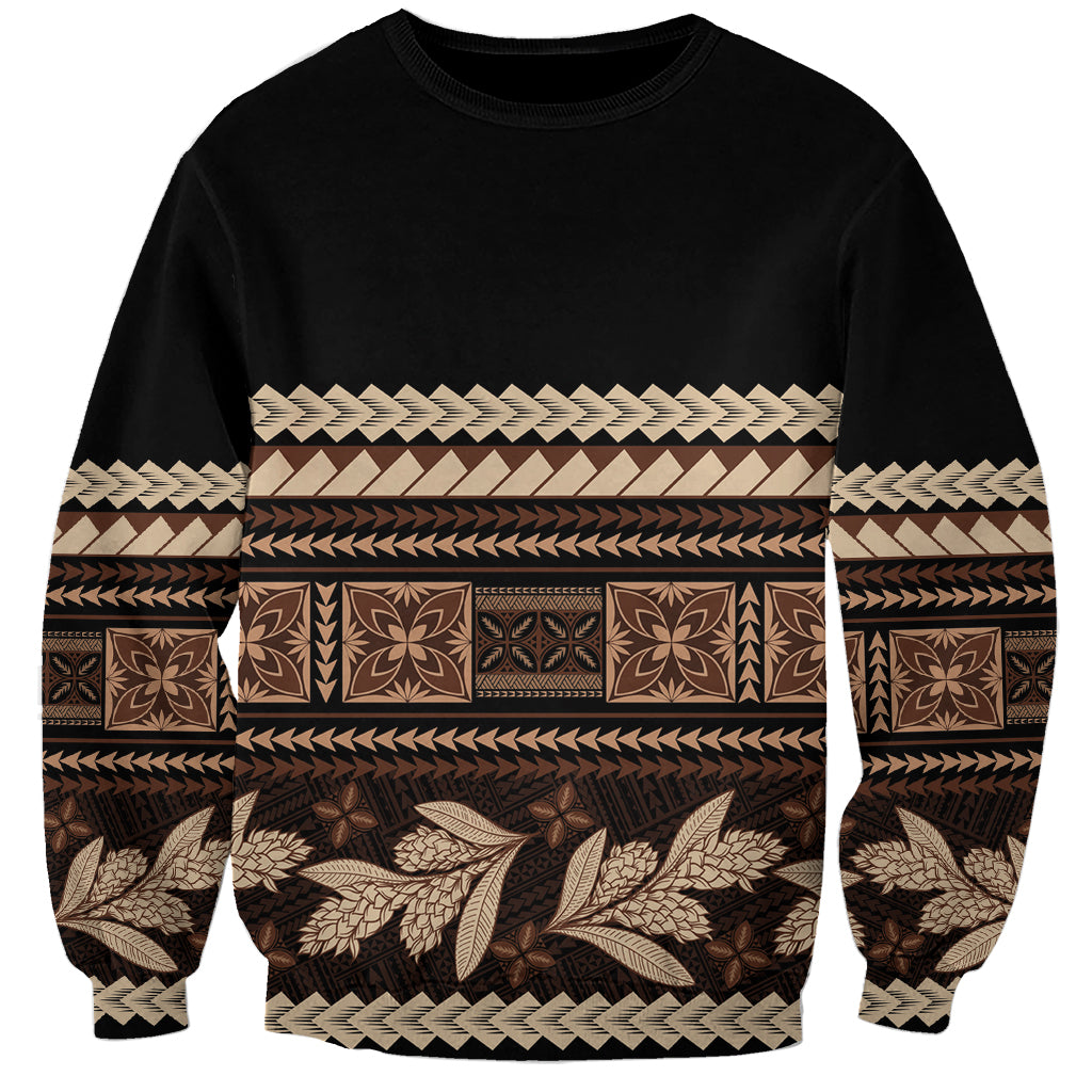 Black Samoa Siapo Teuila Flowers Sweatshirt LT14 Unisex Black - Polynesian Pride