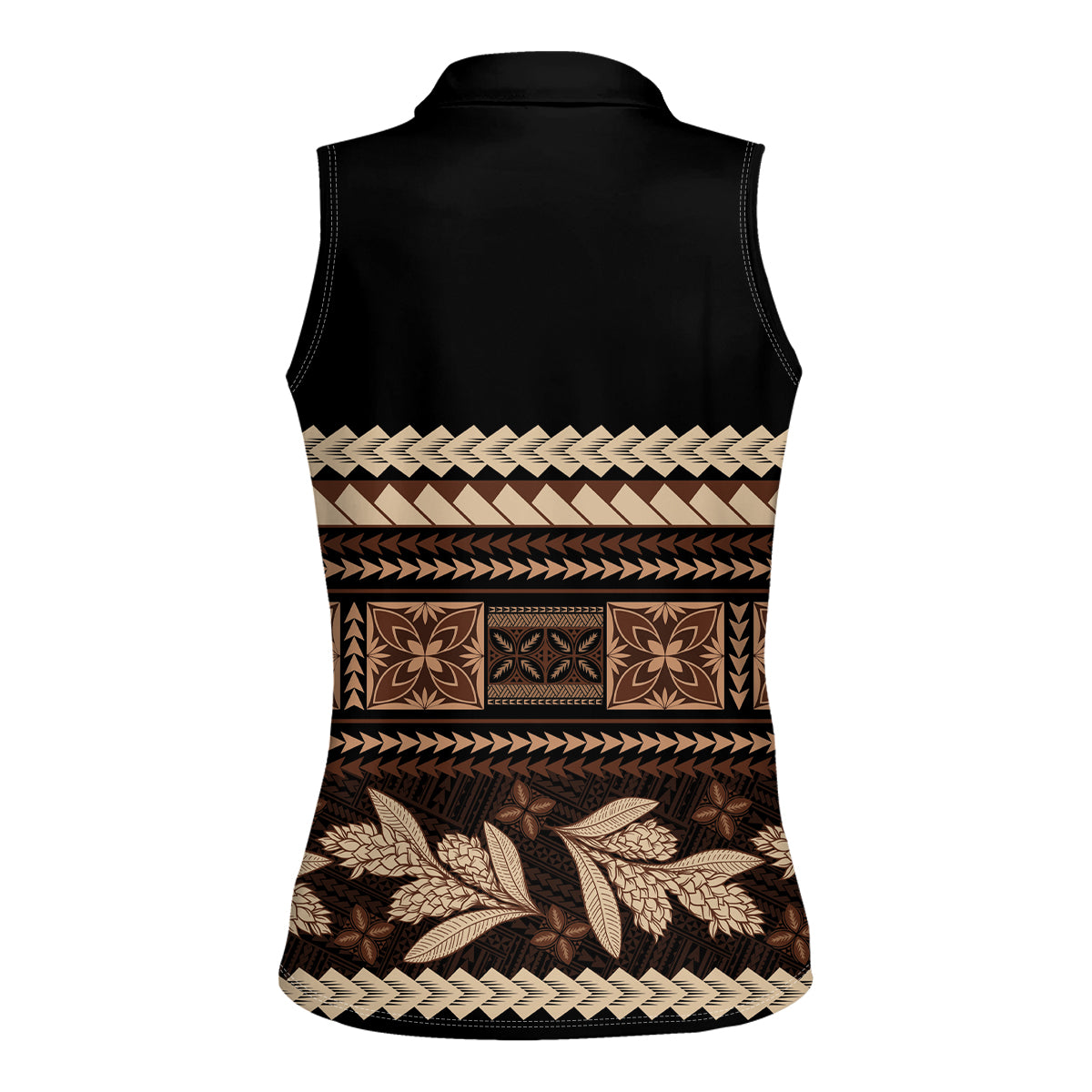 Black Samoa Siapo Teuila Flowers Women Sleeveless Polo Shirt