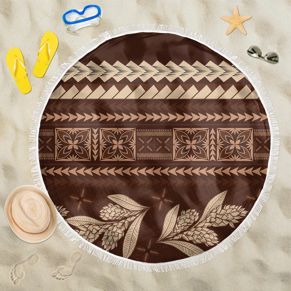 Brown Samoa Siapo Teuila Flowers Beach Blanket LT14 One Size 150cm Brown - Polynesian Pride