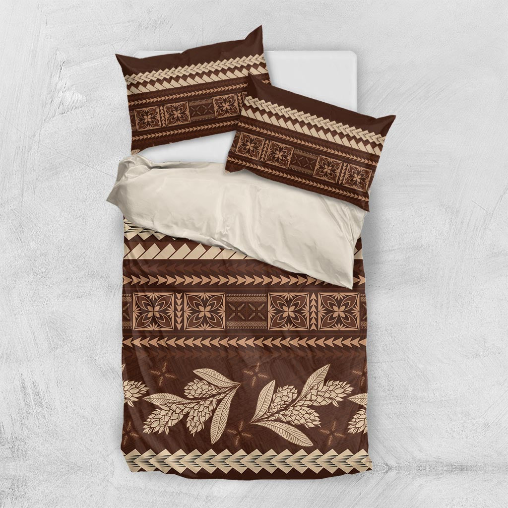 Brown Samoa Siapo Teuila Flowers Bedding Set