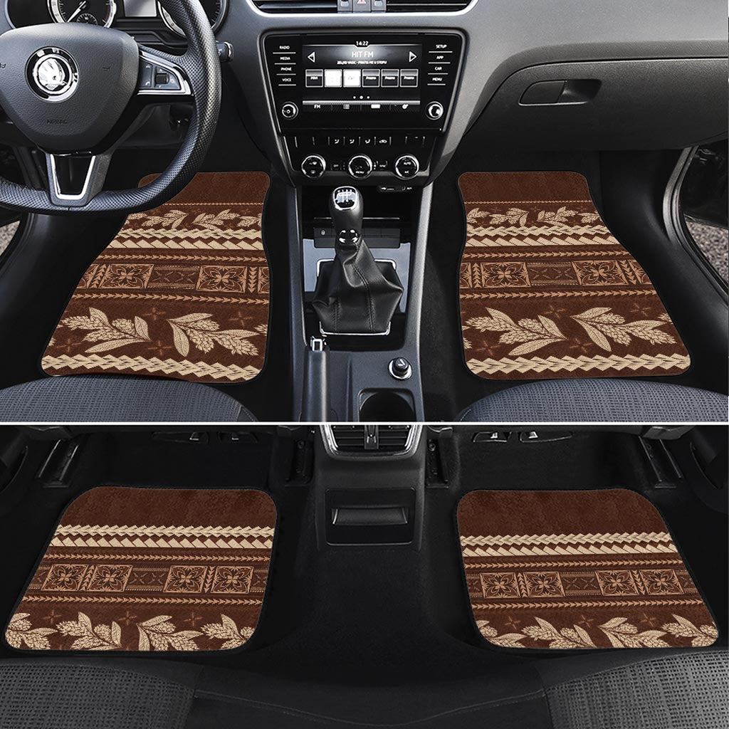 Brown Samoa Siapo Teuila Flowers Car Mats LT14 Set 4pcs Brown - Polynesian Pride