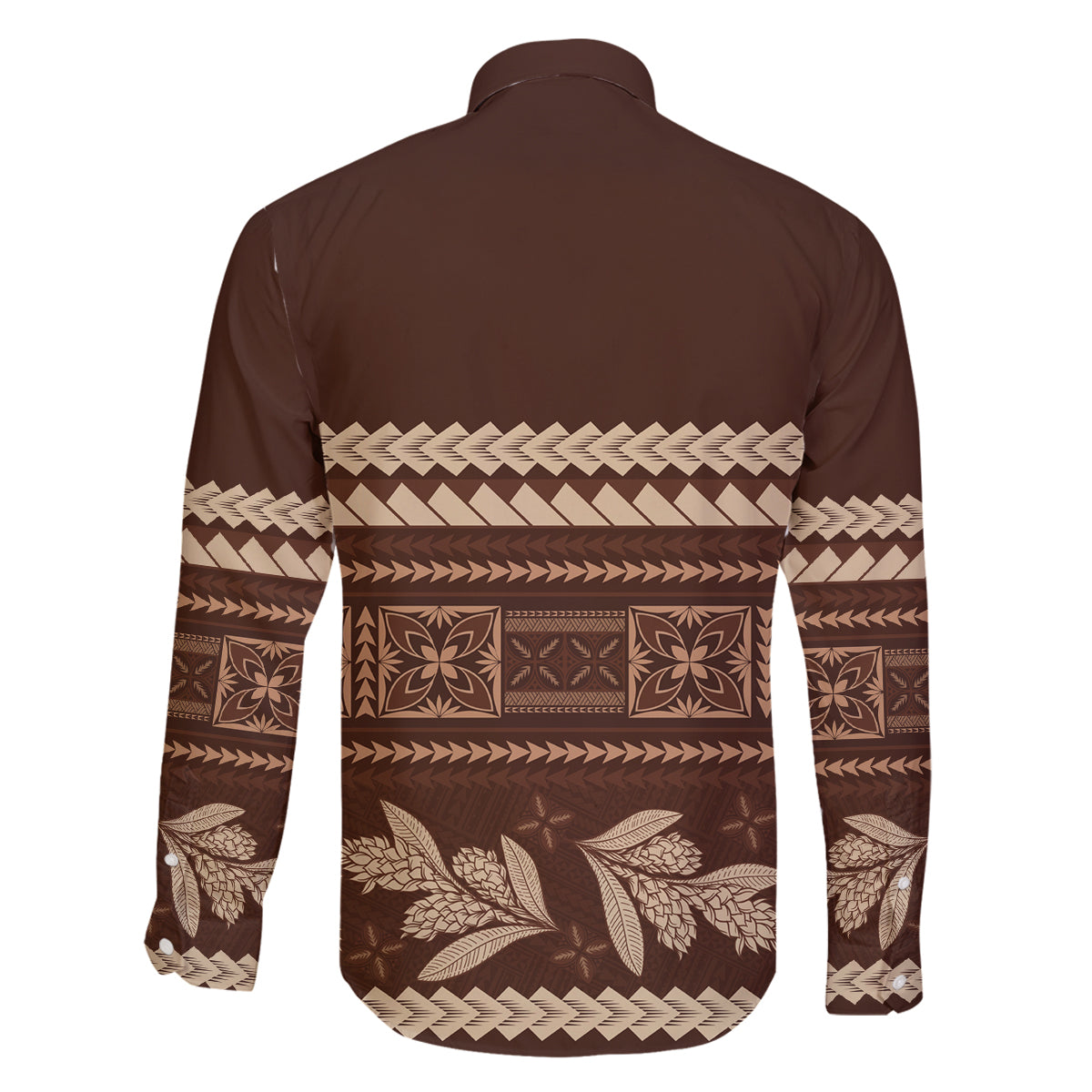 Brown Samoa Siapo Teuila Flowers Family Matching Off The Shoulder Long Sleeve Dress and Hawaiian Shirt