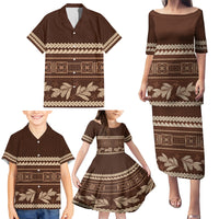 Brown Samoa Siapo Teuila Flowers Family Matching Puletasi and Hawaiian Shirt