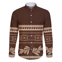 Brown Samoa Siapo Teuila Flowers Family Matching Puletasi and Hawaiian Shirt