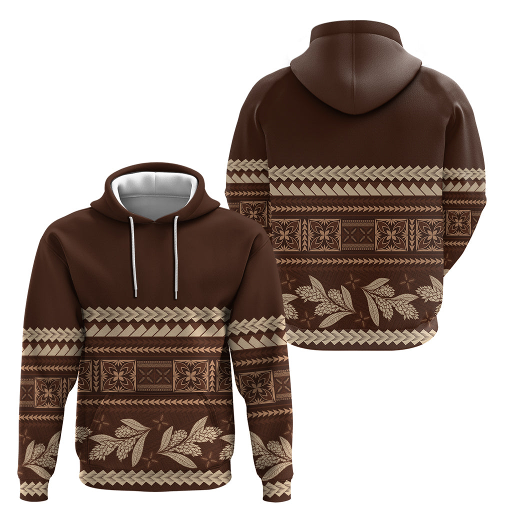 Brown Samoa Siapo Teuila Flowers Hoodie LT14 - Polynesian Pride