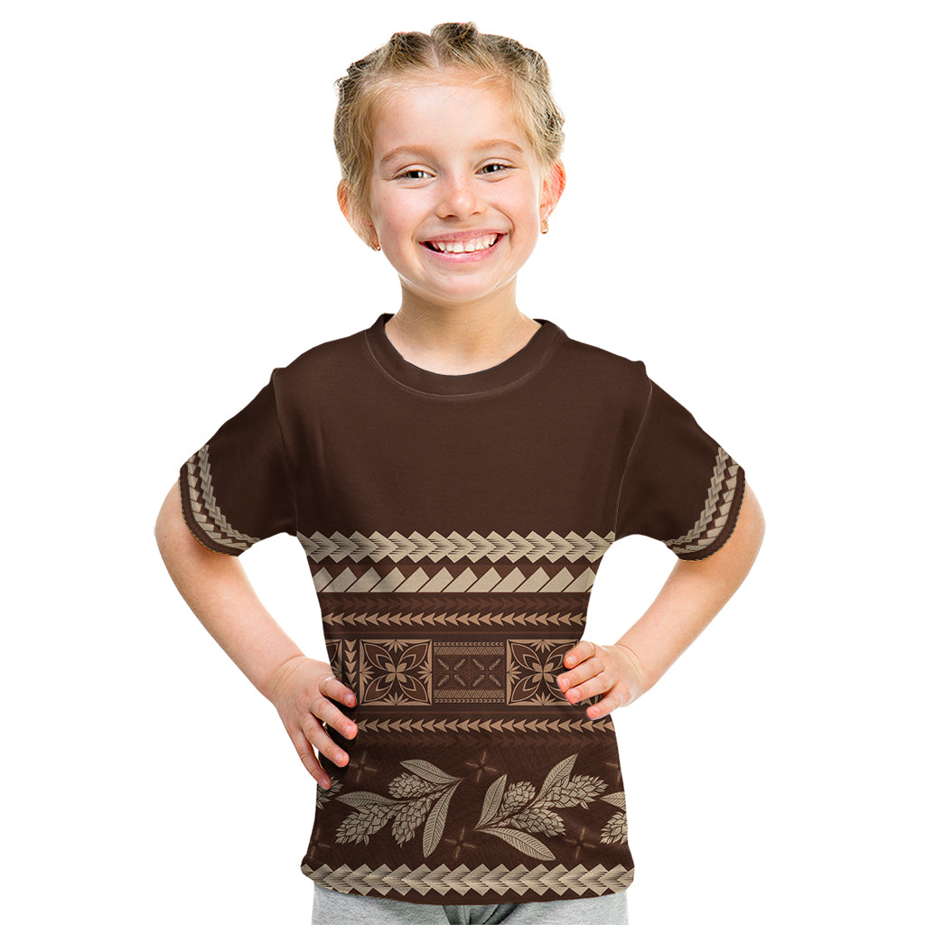 Brown Samoa Siapo Teuila Flowers Kid T Shirt LT14 Brown - Polynesian Pride
