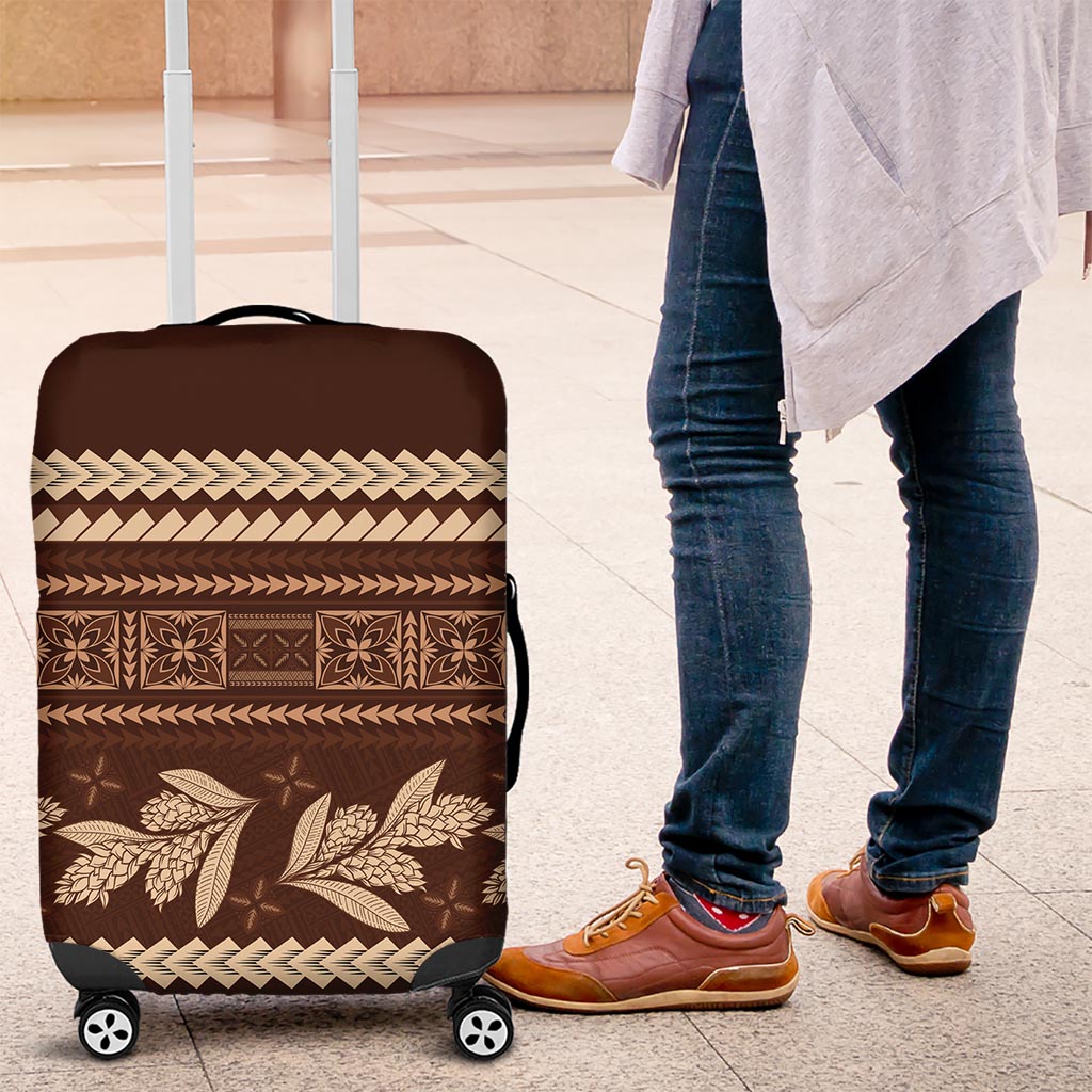 Brown Samoa Siapo Teuila Flowers Luggage Cover LT14 Brown - Polynesian Pride
