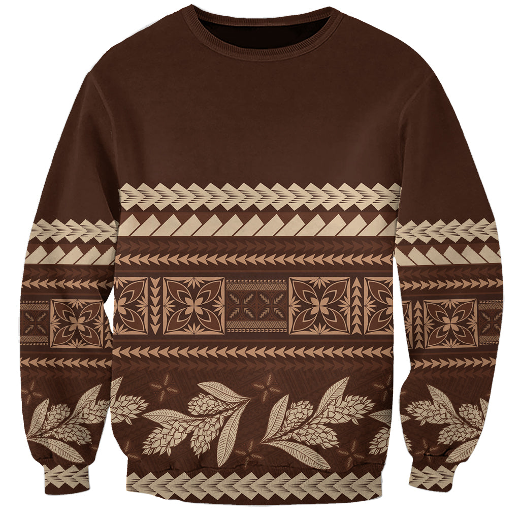 Brown Samoa Siapo Teuila Flowers Sweatshirt LT14 Unisex Brown - Polynesian Pride