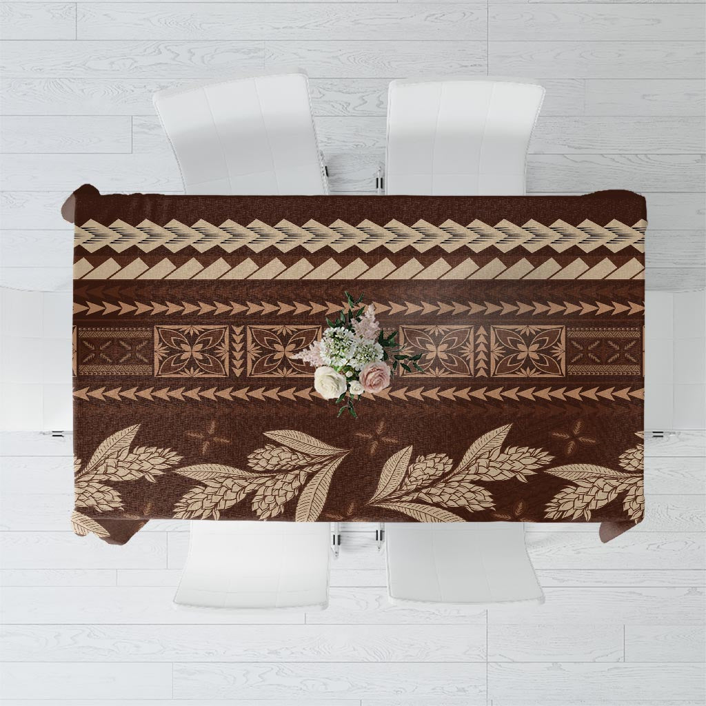 Brown Samoa Siapo Teuila Flowers Tablecloth LT14 Brown - Polynesian Pride