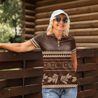 Brown Samoa Siapo Teuila Flowers Women Polo Shirt