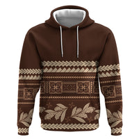 Brown Samoa Siapo Teuila Flowers Zip Hoodie