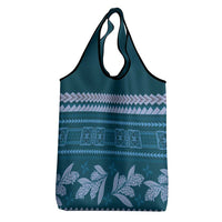 Dark Cyan Samoa Siapo Teuila Flowers Grocery Bag