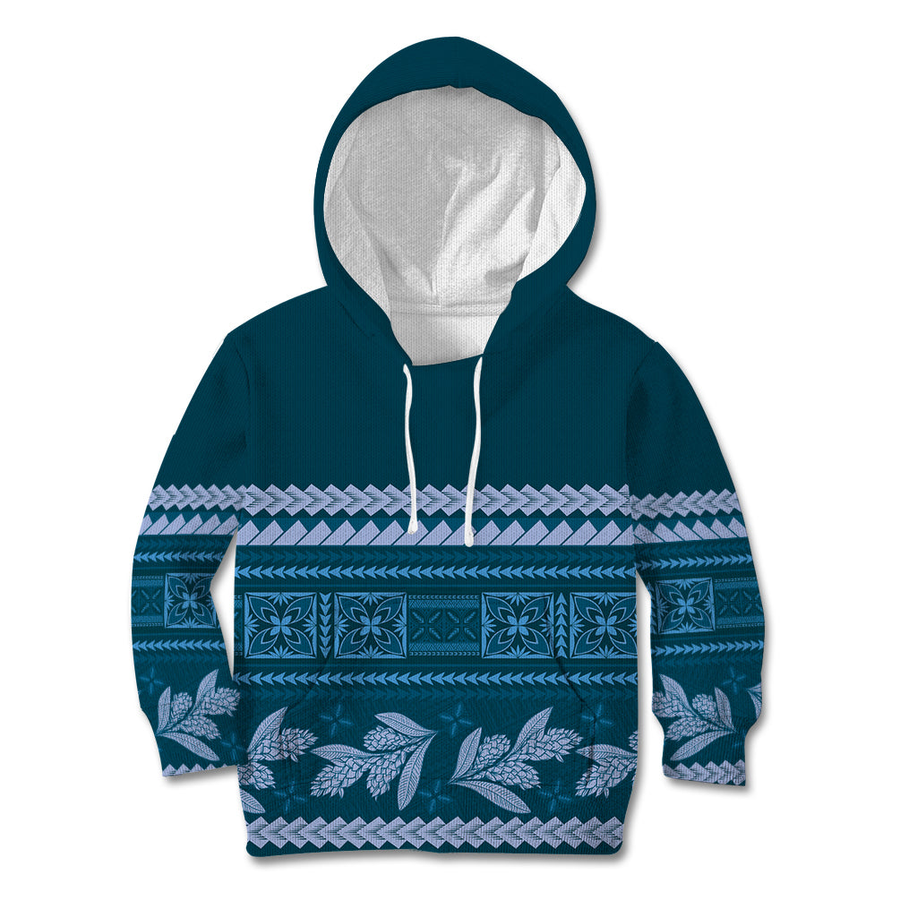Dark Cyan Samoa Siapo Teuila Flowers Kid Hoodie LT14 Hoodie Dark Cyan - Polynesian Pride