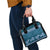 Dark Cyan Samoa Siapo Teuila Flowers Shoulder Handbag