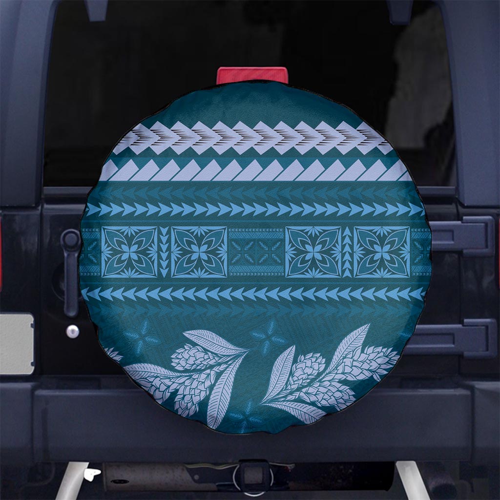 Dark Cyan Samoa Siapo Teuila Flowers Spare Tire Cover