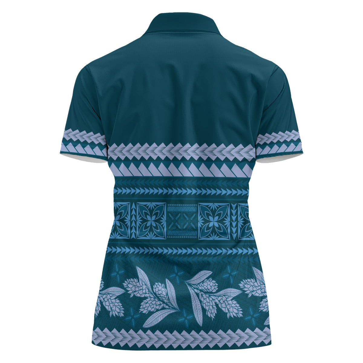 Dark Cyan Samoa Siapo Teuila Flowers Women Polo Shirt