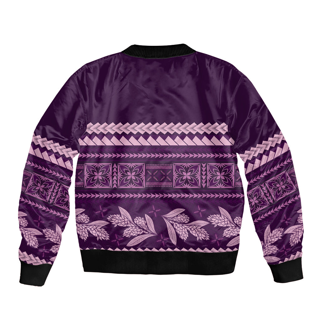 Purple Samoa Siapo Teuila Flowers Bomber Jacket LT14 - Polynesian Pride