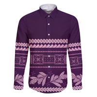 Purple Samoa Siapo Teuila Flowers Family Matching Off The Shoulder Long Sleeve Dress and Hawaiian Shirt