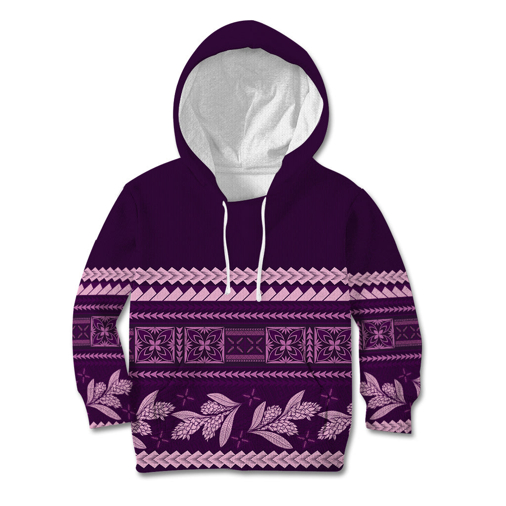 Purple Samoa Siapo Teuila Flowers Kid Hoodie LT14 Hoodie Purple - Polynesian Pride