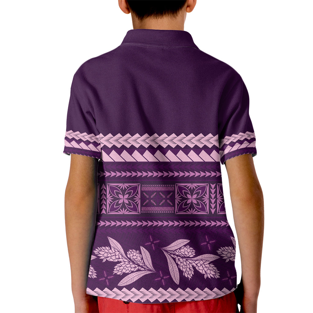 Purple Samoa Siapo Teuila Flowers Kid Polo Shirt