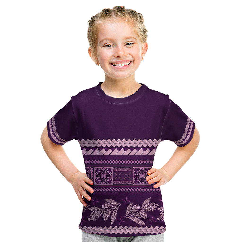 Purple Samoa Siapo Teuila Flowers Kid T Shirt LT14 Purple - Polynesian Pride