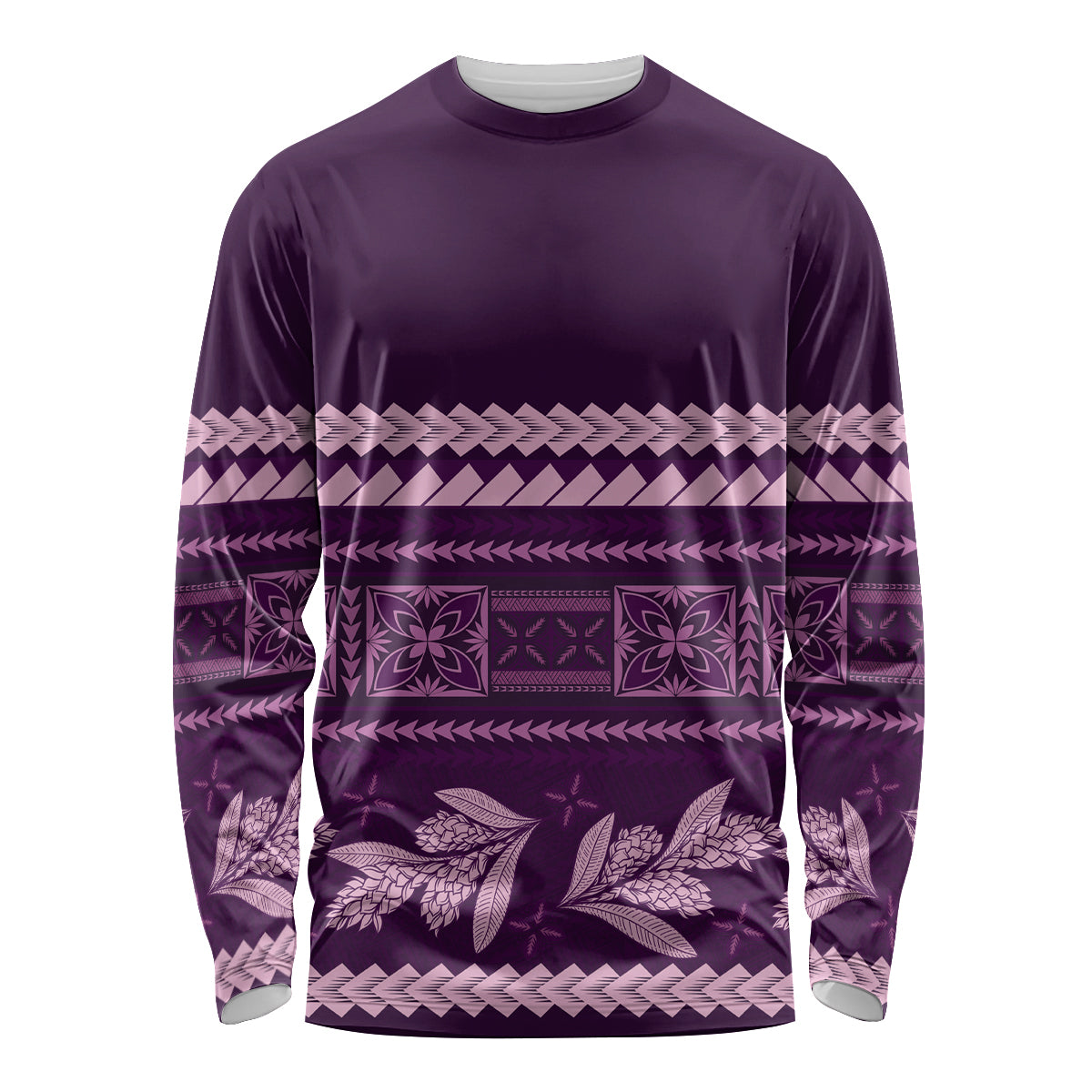 Purple Samoa Siapo Teuila Flowers Long Sleeve Shirt LT14 Unisex Purple - Polynesian Pride