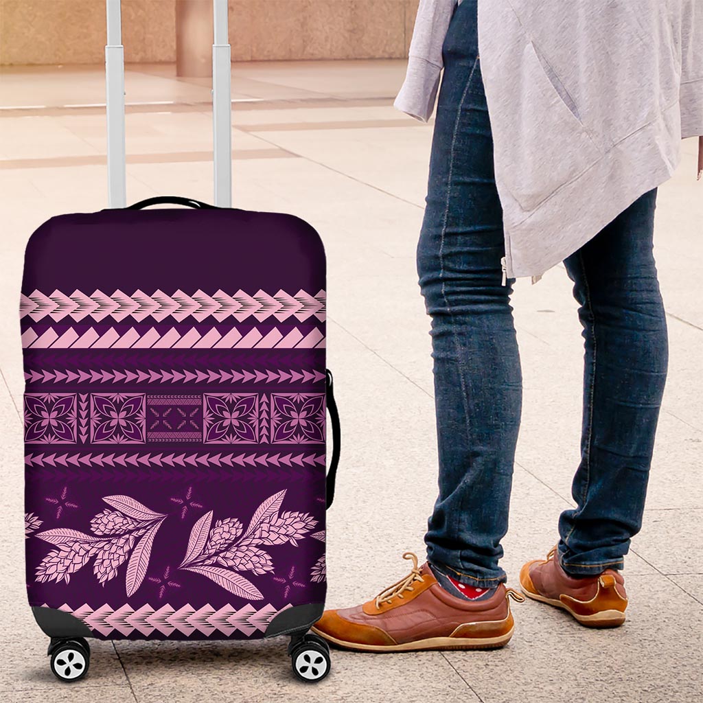 Purple Samoa Siapo Teuila Flowers Luggage Cover LT14 Purple - Polynesian Pride