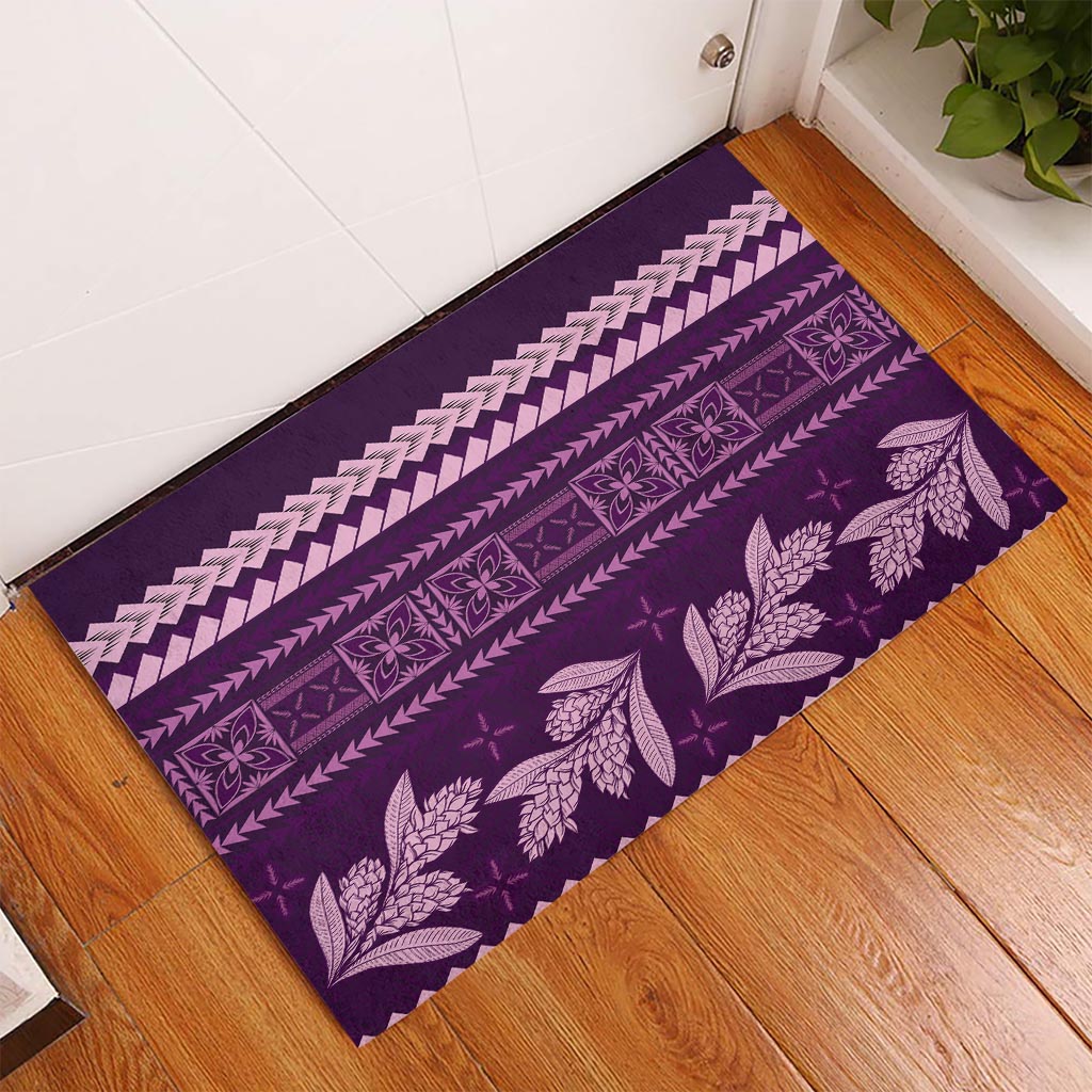 Purple Samoa Siapo Teuila Flowers Rubber Doormat LT14 Purple - Polynesian Pride