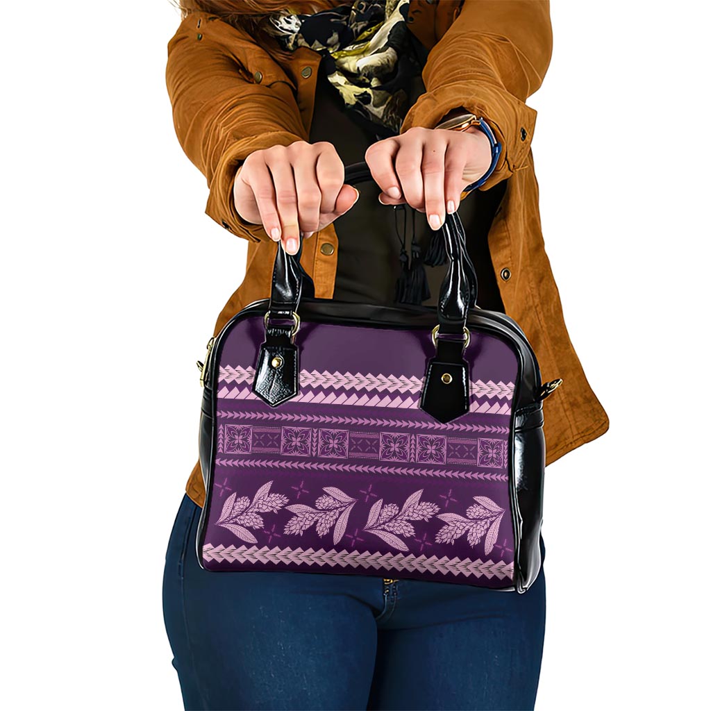 Purple Samoa Siapo Teuila Flowers Shoulder Handbag LT14 One Size Purple - Polynesian Pride