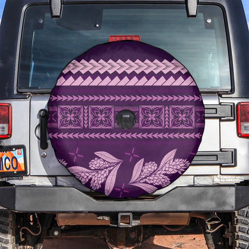 Purple Samoa Siapo Teuila Flowers Spare Tire Cover LT14 Purple - Polynesian Pride