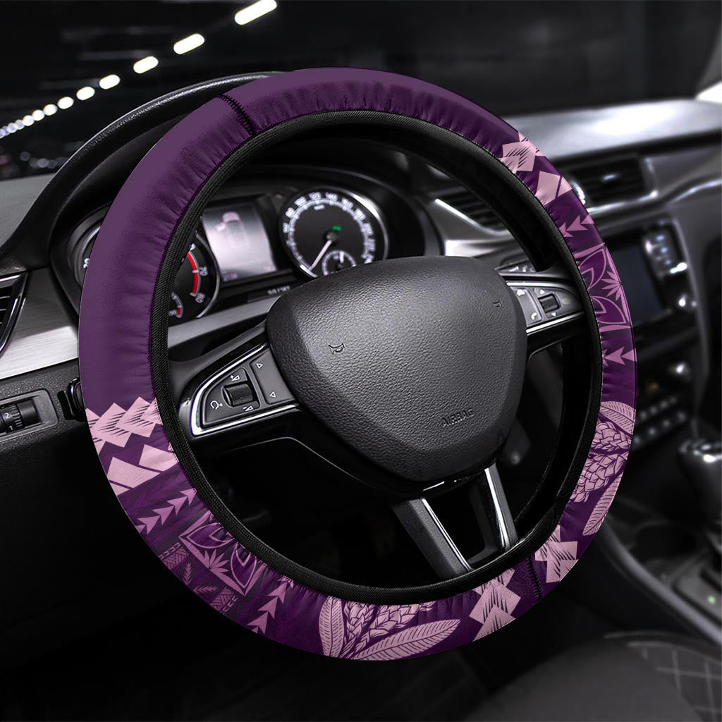 Purple Samoa Siapo Teuila Flowers Steering Wheel Cover LT14 Universal Fit Purple - Polynesian Pride