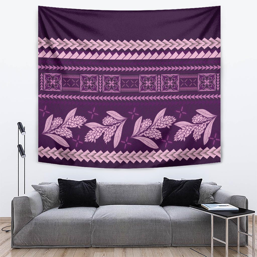 Purple Samoa Siapo Teuila Flowers Tapestry LT14 Purple - Polynesian Pride
