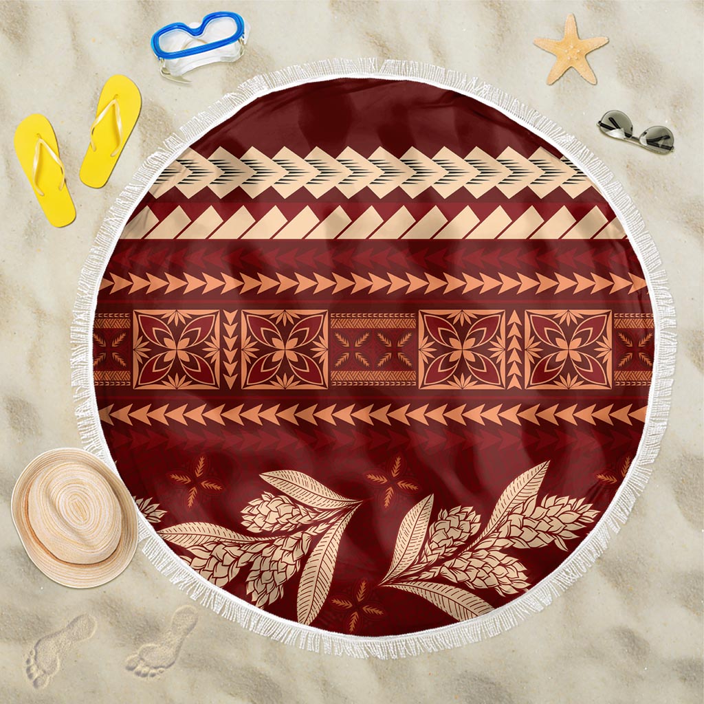 Red Samoa Siapo Teuila Flowers Beach Blanket LT14 One Size 150cm Red - Polynesian Pride