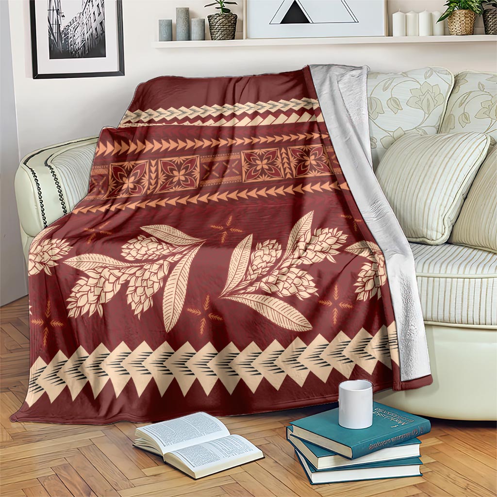Red Samoa Siapo Teuila Flowers Blanket LT14 Red - Polynesian Pride