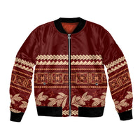 Red Samoa Siapo Teuila Flowers Bomber Jacket LT14 Unisex Red - Polynesian Pride
