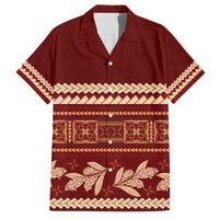 Red Samoa Siapo Teuila Flowers Family Matching Off The Shoulder Long Sleeve Dress and Hawaiian Shirt