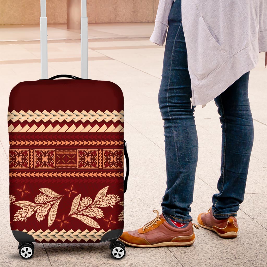 Red Samoa Siapo Teuila Flowers Luggage Cover LT14 Red - Polynesian Pride