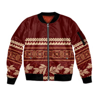 Red Samoa Siapo Teuila Flowers Sleeve Zip Bomber Jacket LT14 Unisex Red - Polynesian Pride