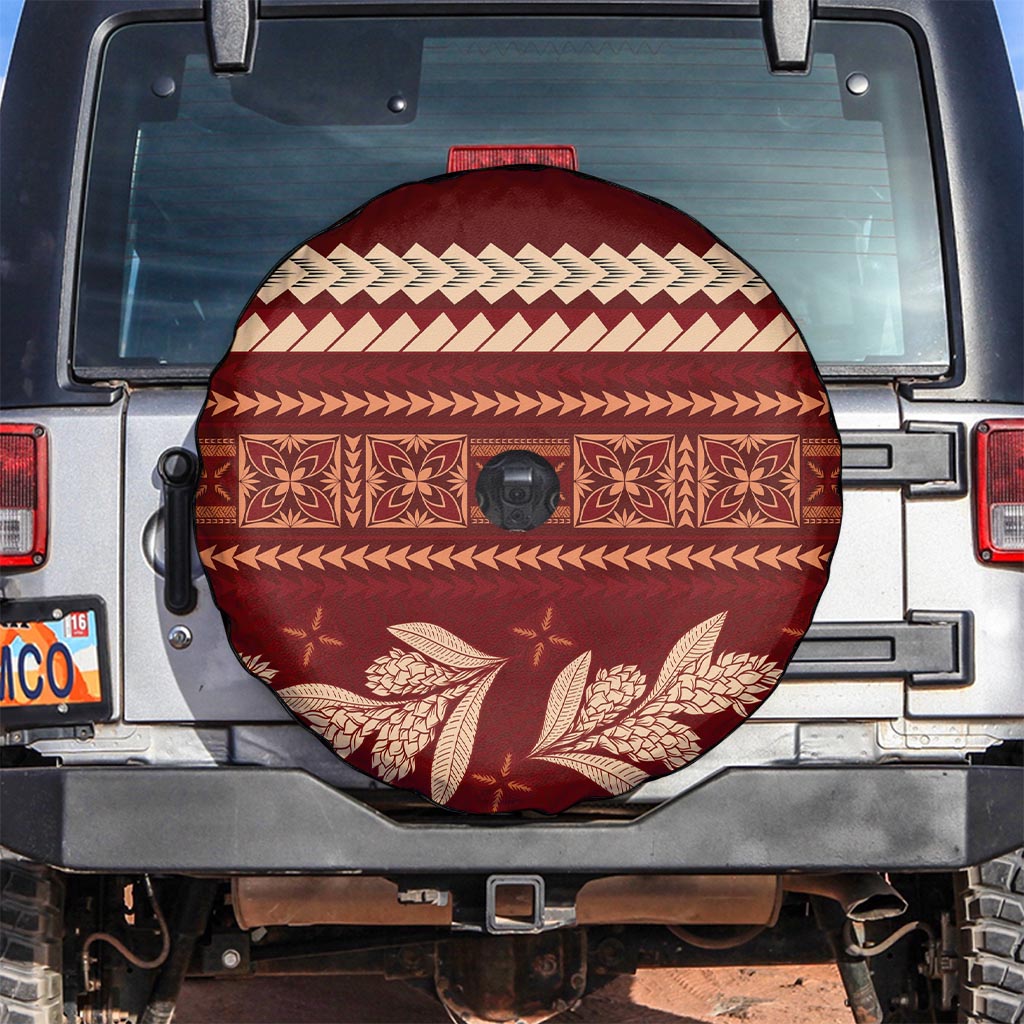 Red Samoa Siapo Teuila Flowers Spare Tire Cover LT14 Red - Polynesian Pride