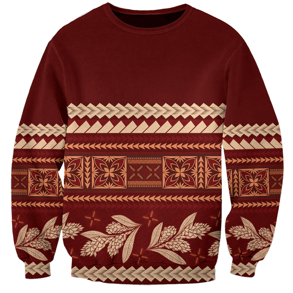 Red Samoa Siapo Teuila Flowers Sweatshirt LT14 Unisex Red - Polynesian Pride