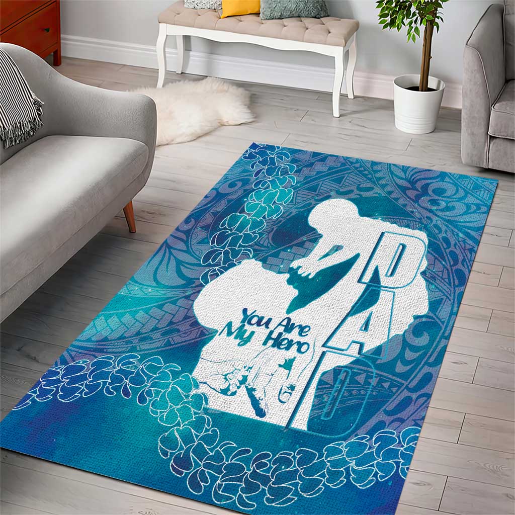 Turquoise Polynesia Father's Day Area Rug Dad You Are My Hero