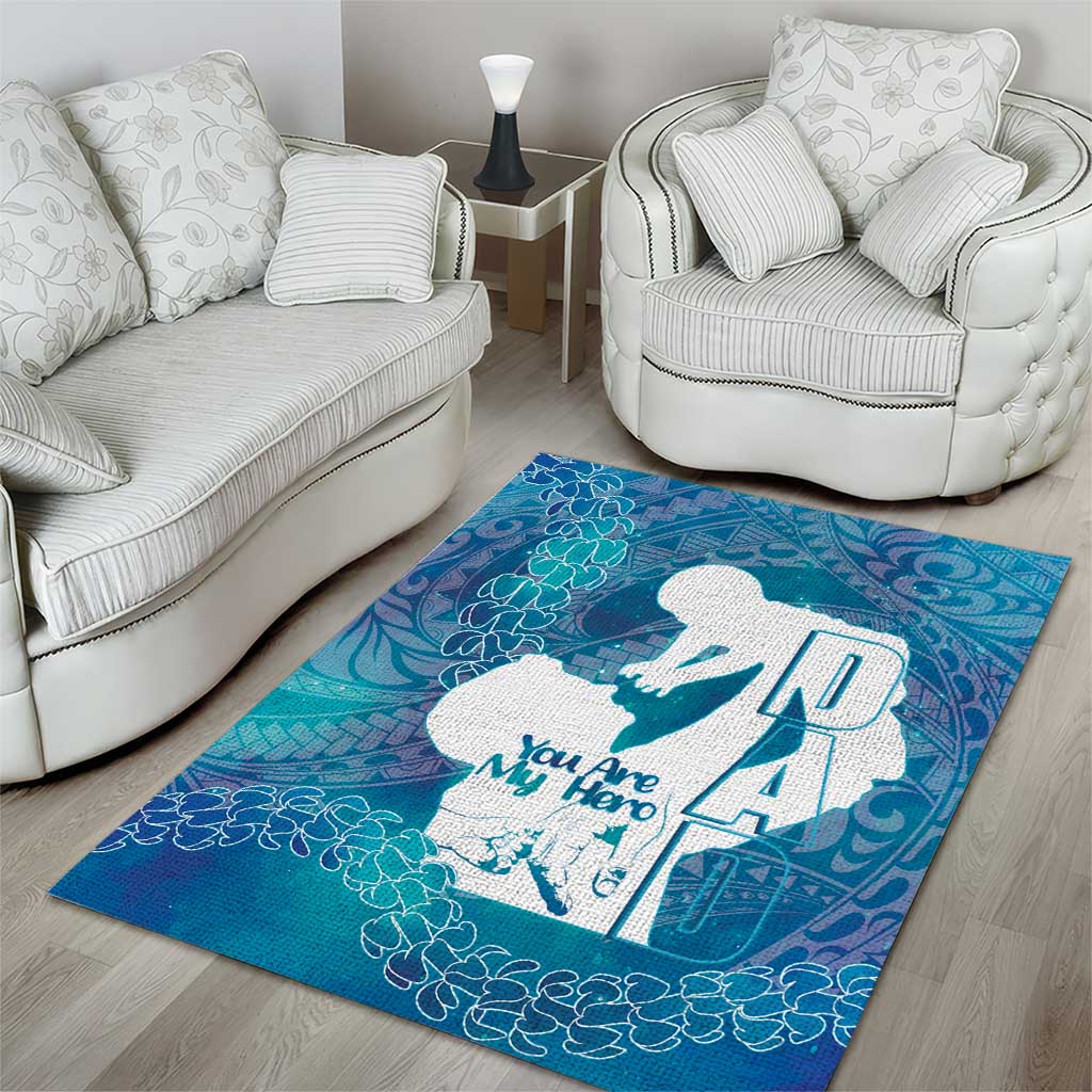Turquoise Polynesia Father's Day Area Rug Dad You Are My Hero
