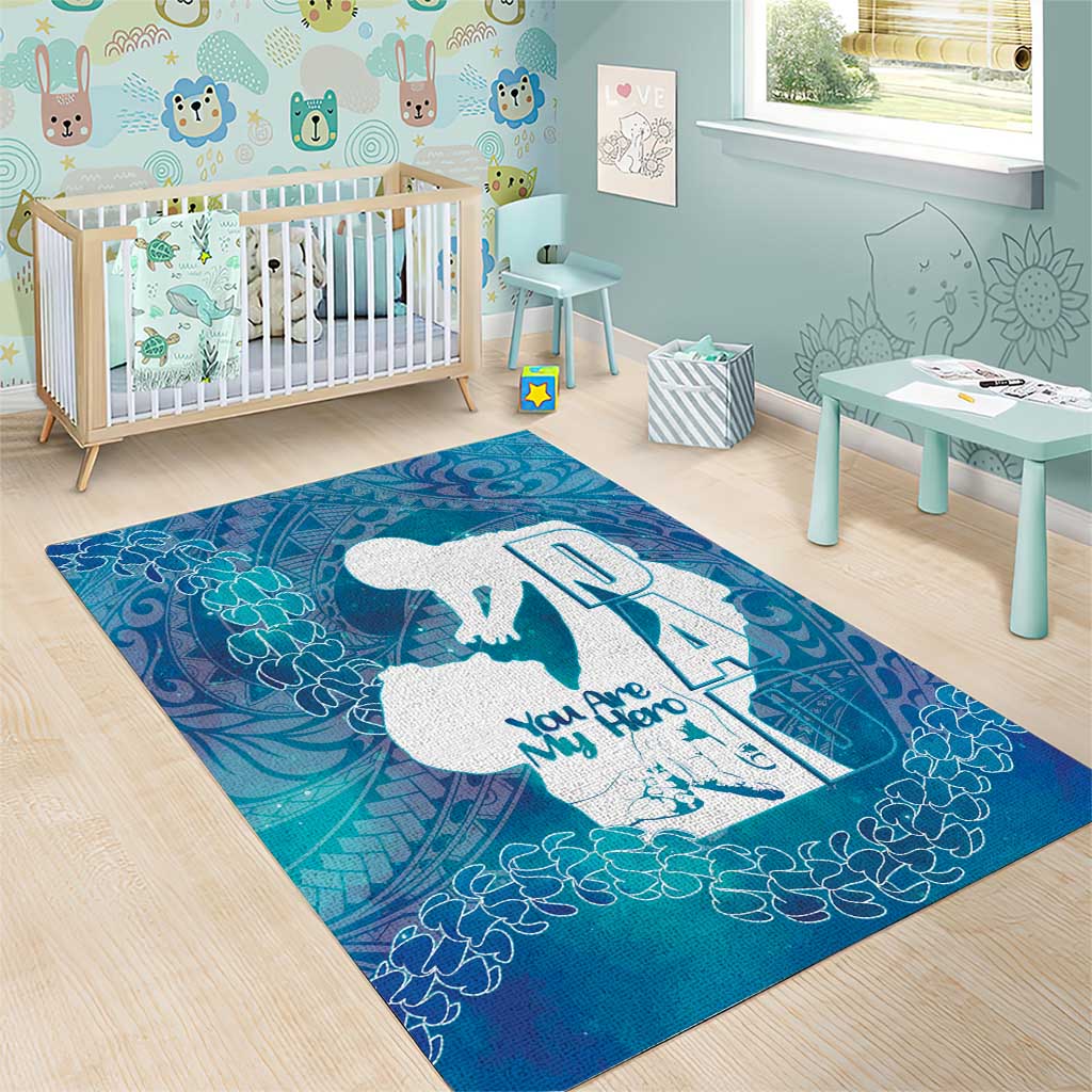 Turquoise Polynesia Father's Day Area Rug Dad You Are My Hero