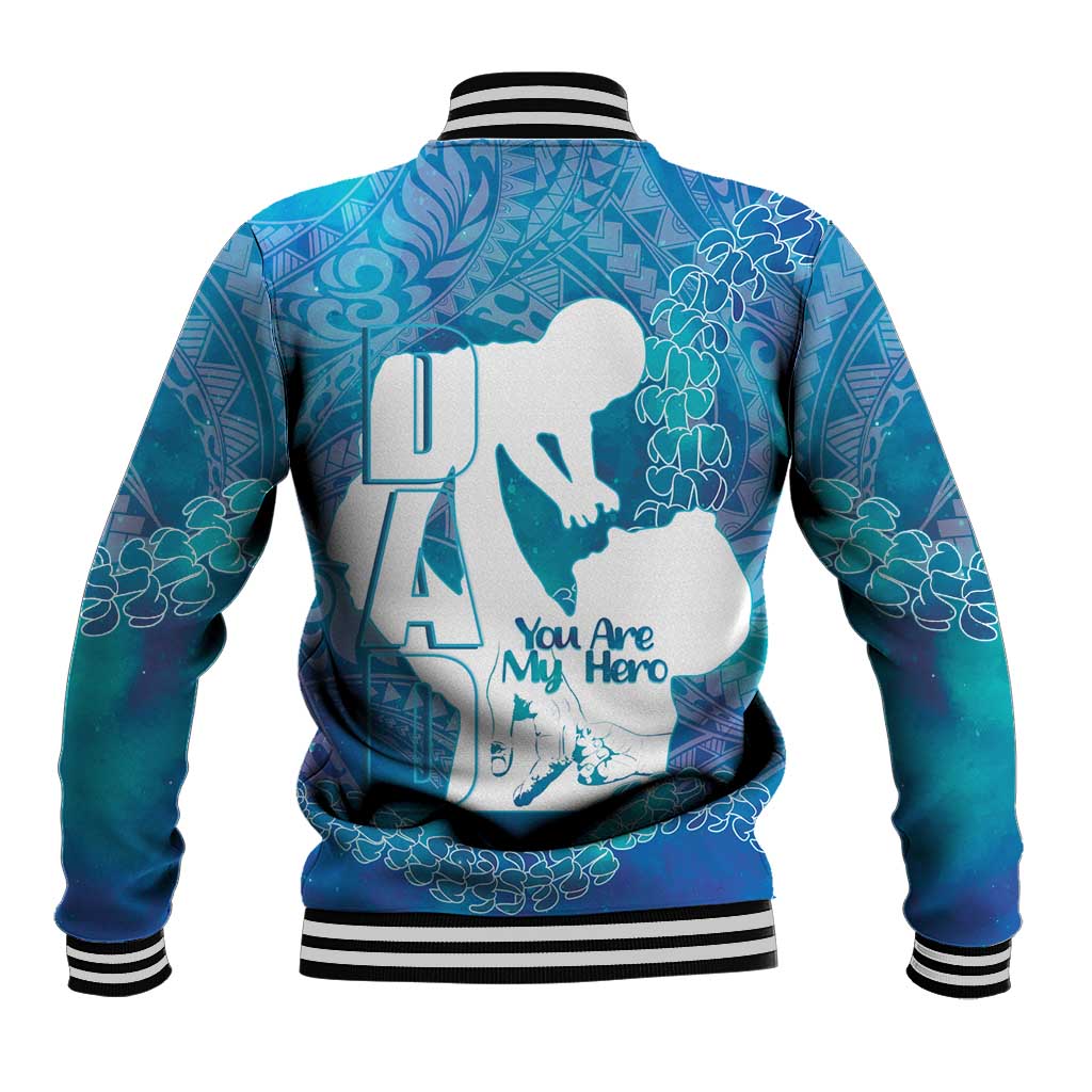 Turquoise Polynesia Father's Day Baseball Jacket Dad You Are My Hero