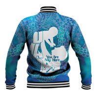 Turquoise Polynesia Father's Day Baseball Jacket Dad You Are My Hero