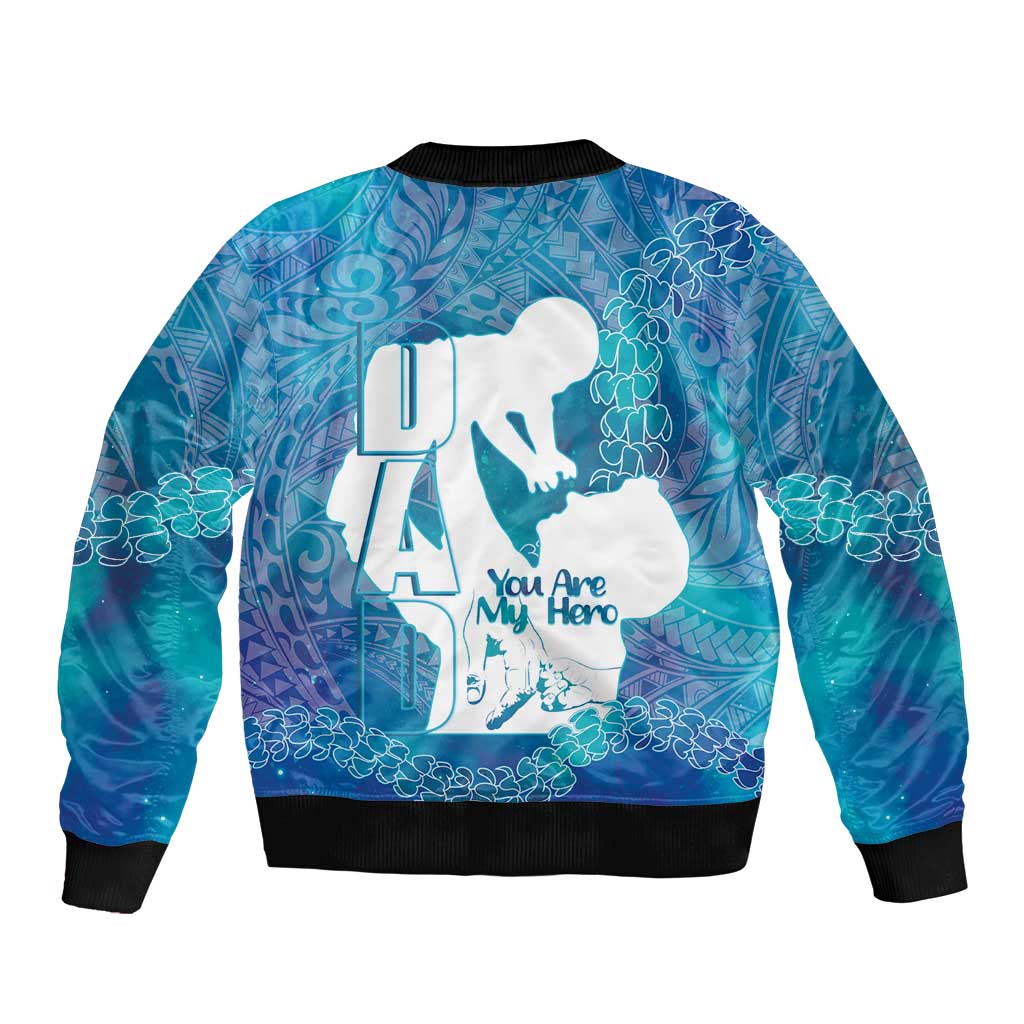 Turquoise Polynesia Father's Day Bomber Jacket Dad You Are My Hero
