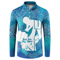 Turquoise Polynesia Father's Day Button Sweatshirt Dad You Are My Hero