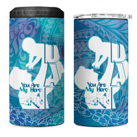 Turquoise Polynesia Father's Day 4 in 1 Can Cooler Tumbler Dad You Are My Hero