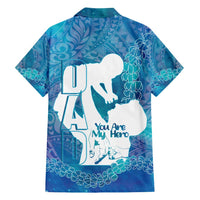 Turquoise Polynesia Father's Day Family Matching Long Sleeve Bodycon Dress and Hawaiian Shirt Dad You Are My Hero